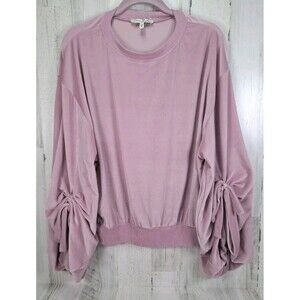Express One Eleven Mauve Womens Sweatshirt Top Small Balloon Sleeve Velour Roomy